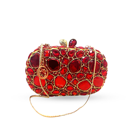 Red big stone Swarovski clutch