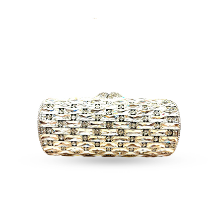 Silver Crystal Rectangle Clutch