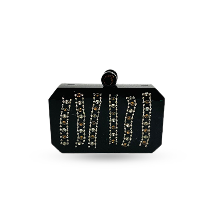 Black sequin resin clutch