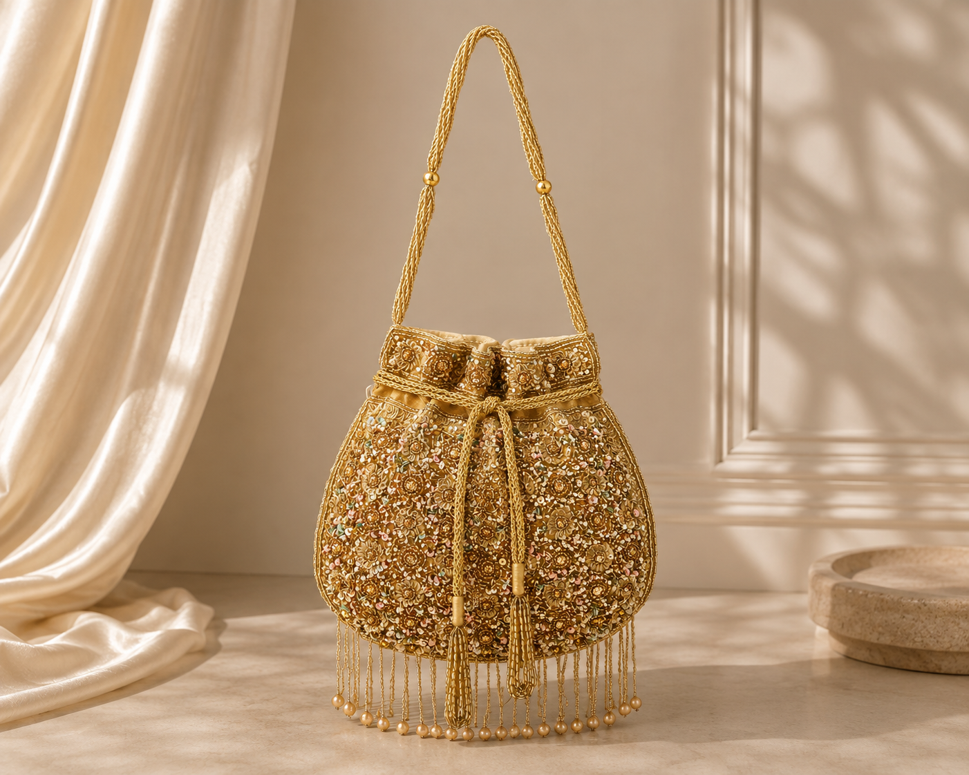 Golden Zari Potli