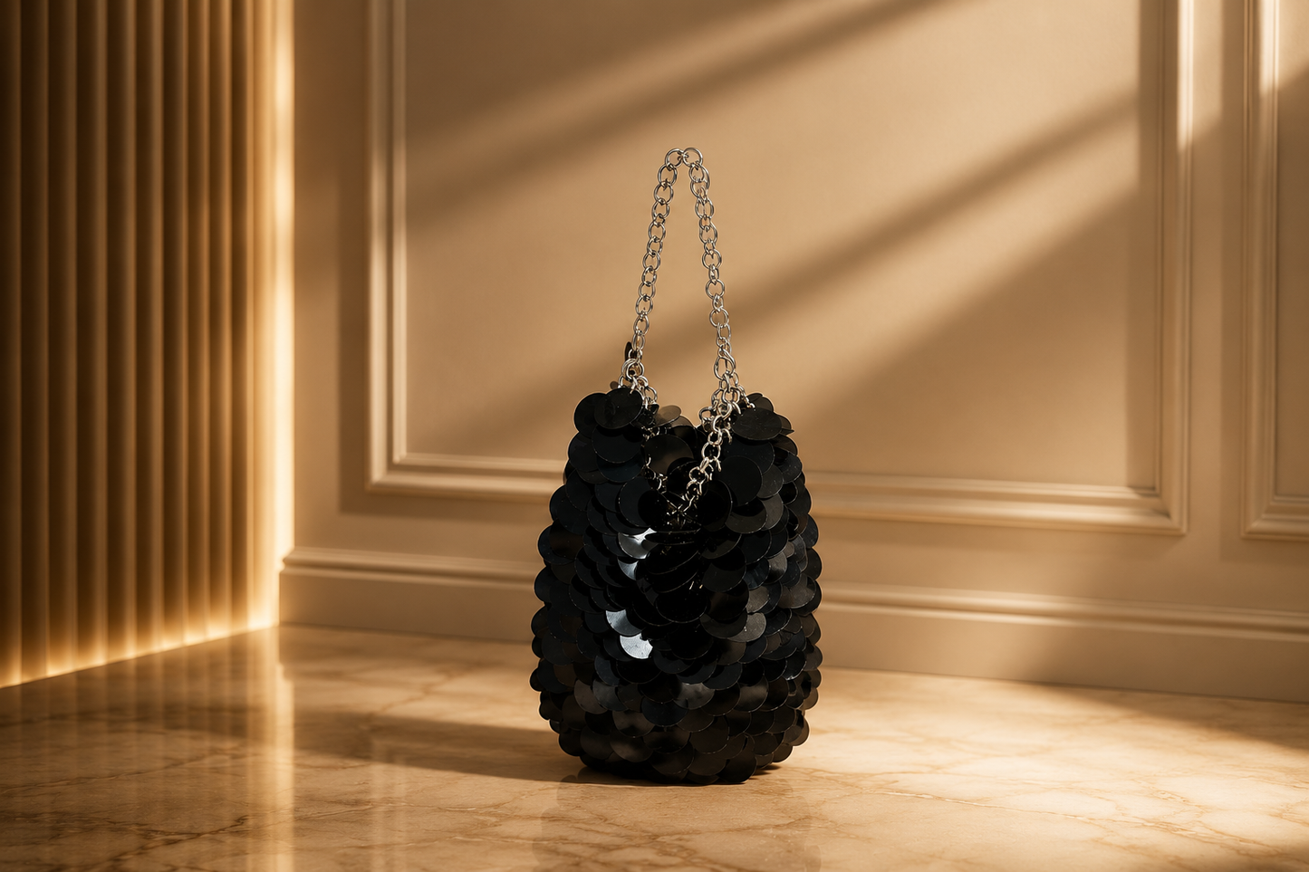 Mini Black Sequin Clutch