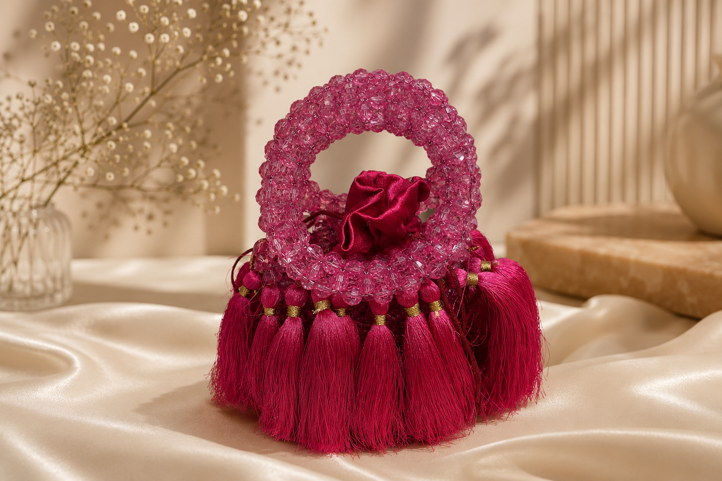 Fuchsia Tassel Clutch
