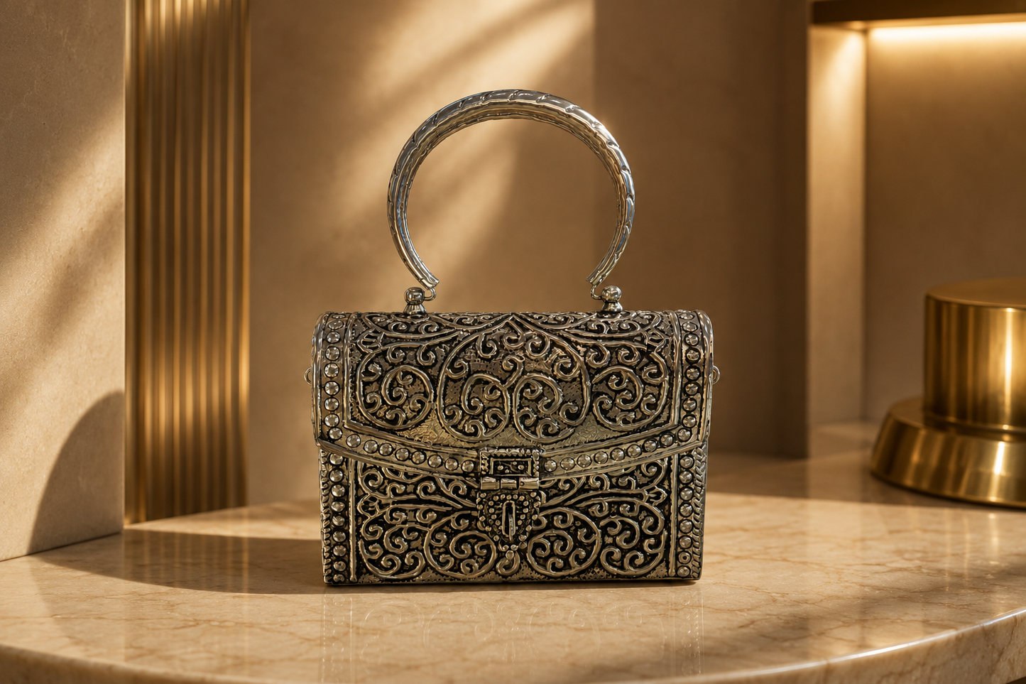 Silver Antique Clutch