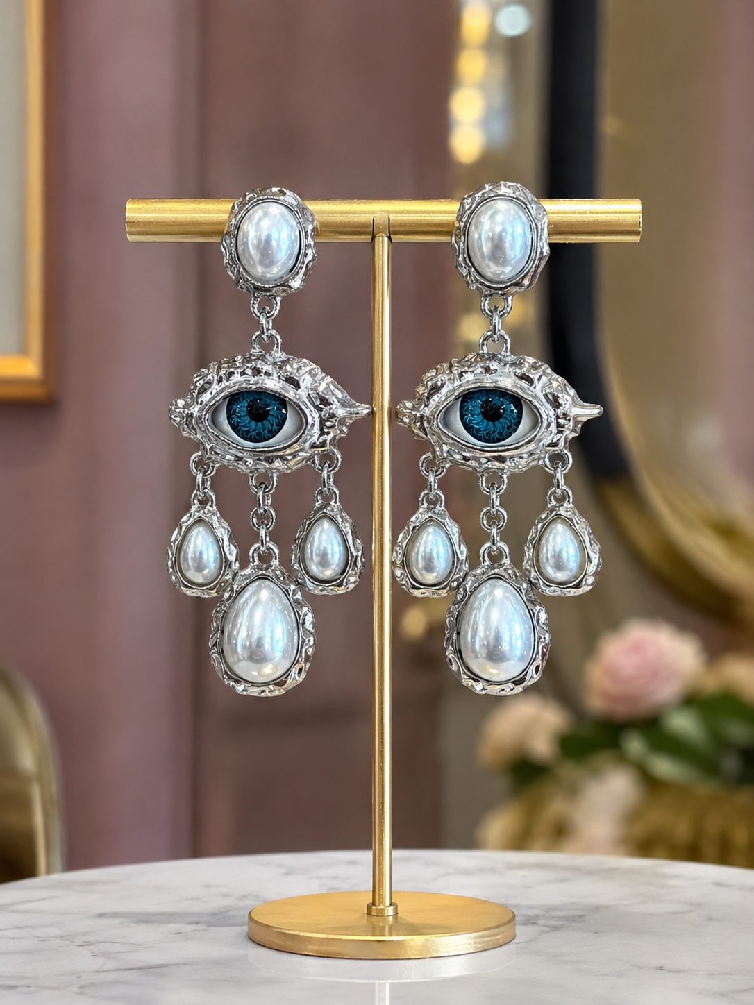 Mystic Eye Pearl Earrings