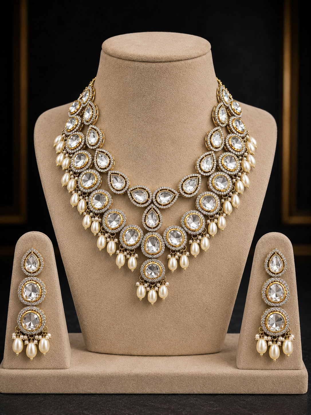 Pearl Cascade Kundan Set