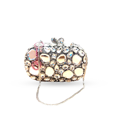 silver gold crystal Swarovski clutch