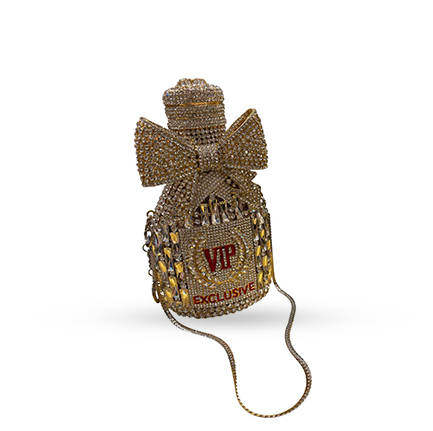 Silver champagne Swarovski clutch