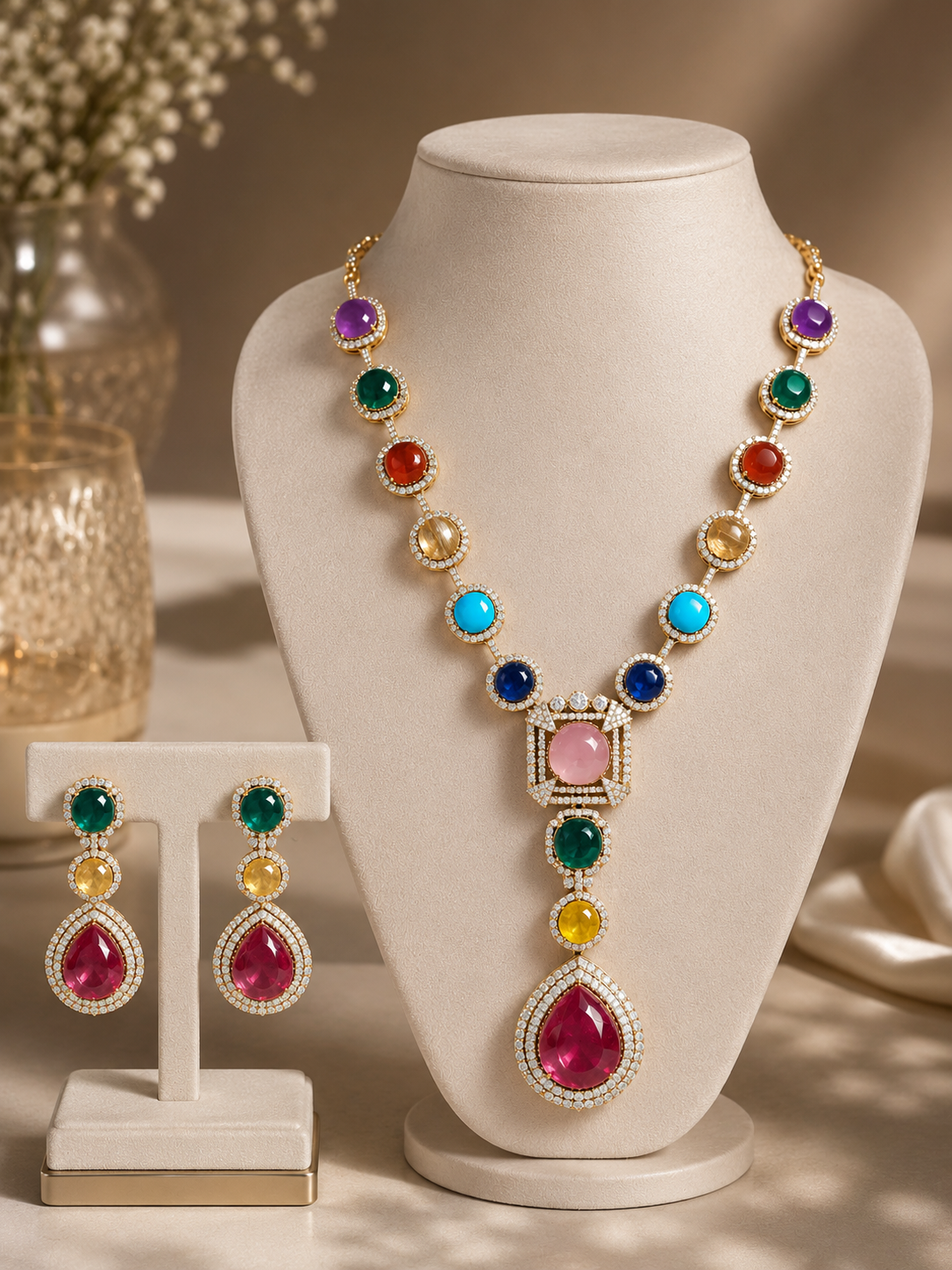 Navratna Elegance Necklace Set