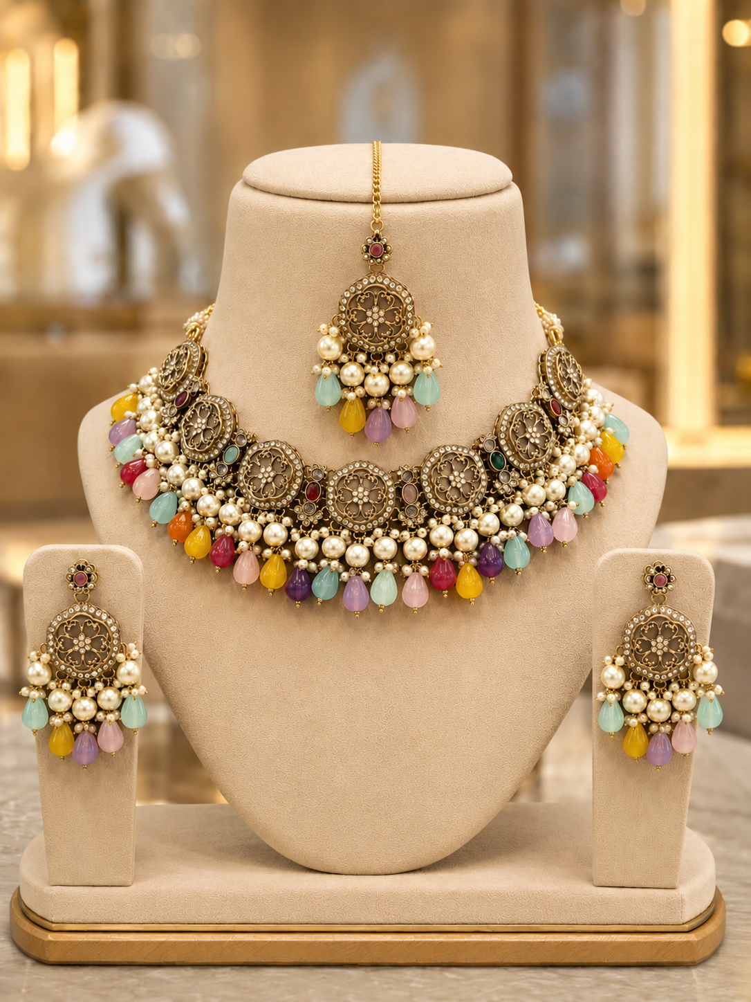 Rangoli Pearl Kundan Set