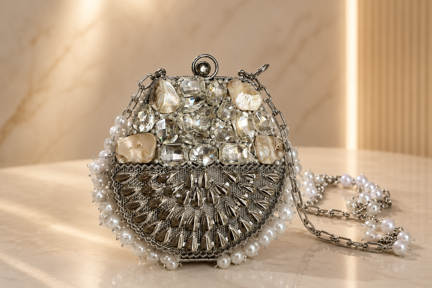 Silver Pearl Clutch