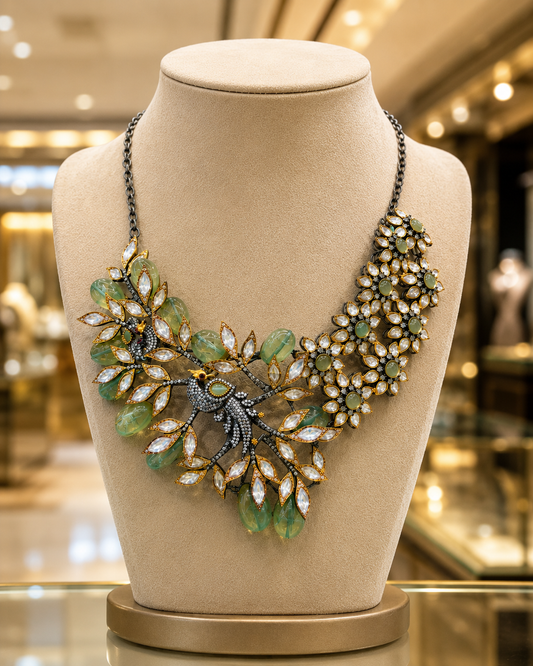 Emerald Peacock Statement Necklace