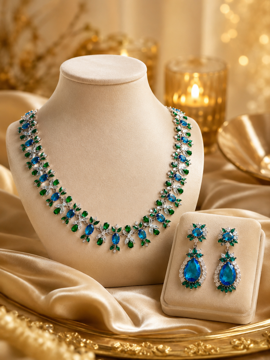 Emerald & Sapphire Vine Necklace Set