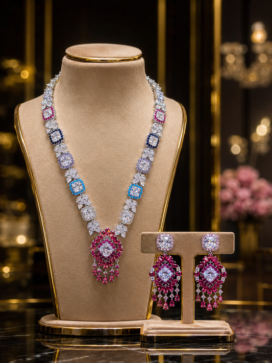 Sapphire Blossom Necklace Set